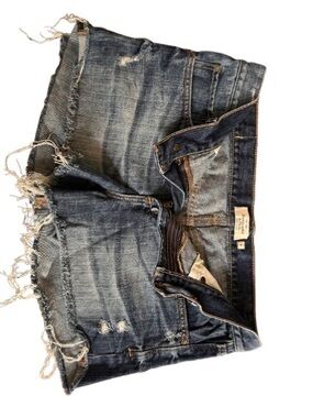Abercrombie & Fitch Distressed Dark Blue Denim Cutoff Shorts